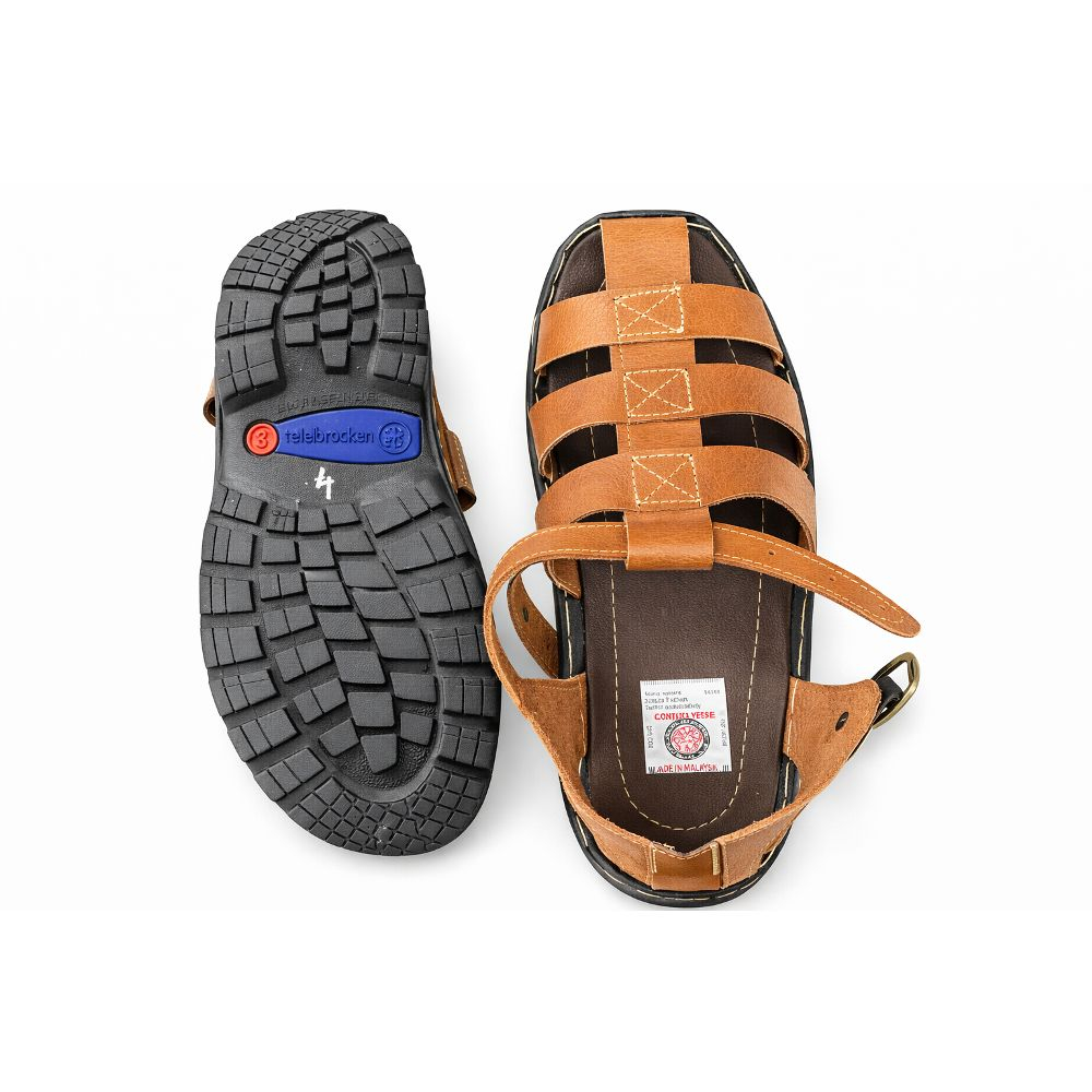 Mens Brown Multi Strap Slingback Sandals